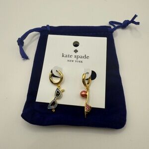 Kate Spade Gold and Pink Earrings sweet treasures dangle drop shiny enamel